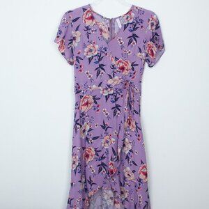 Xhilaration Short Sleeve High Low Floral Wrap Dress Size XS NWOT‎